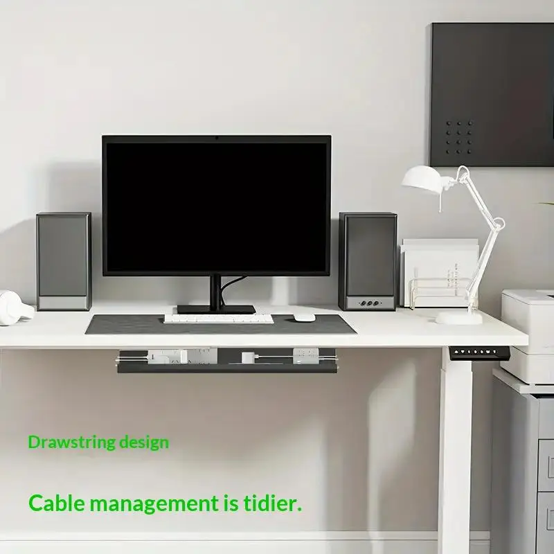 1PC 40cm/15.75inch PVC Under Table Cable Organizer Punch-free Office Wire Organizer Holder Easy Installation Wall-Mounted