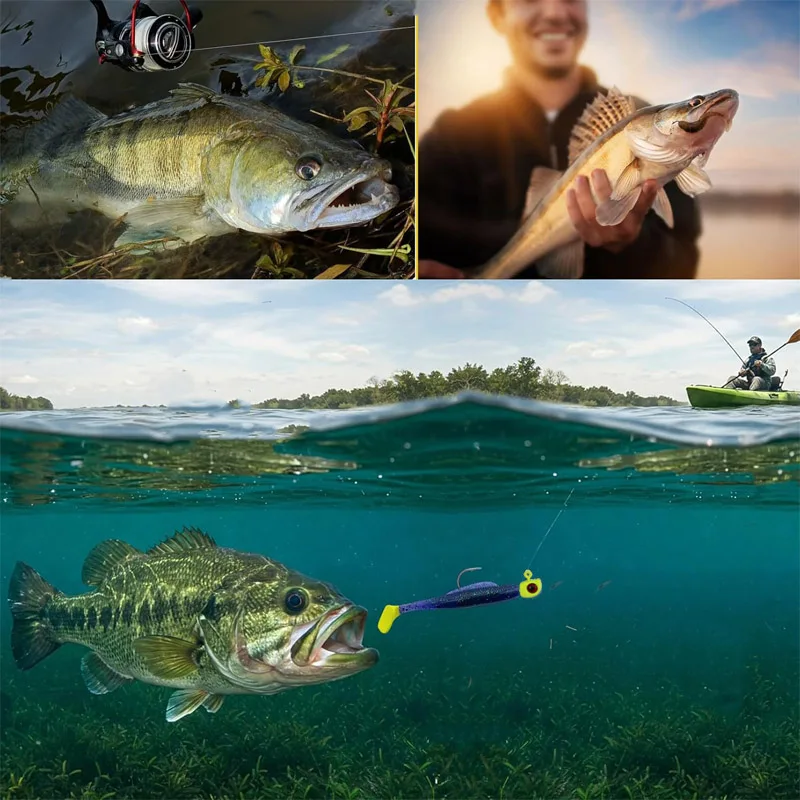 50 Stück Blei-Jigköpfe Angelhaken Swimbait Bass-Köder Jigköpfe 3D Fischauge 1/32 1/16 oz Leuchtende Angelhaken Zubehör – Detail 6
