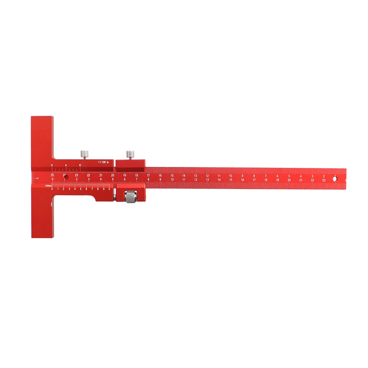Woodworking Metric/Inch T-Type Ruler Multifunction Scribing Mark Line Gauge Aluminum Alloy Depth Gauge Measuring Tool