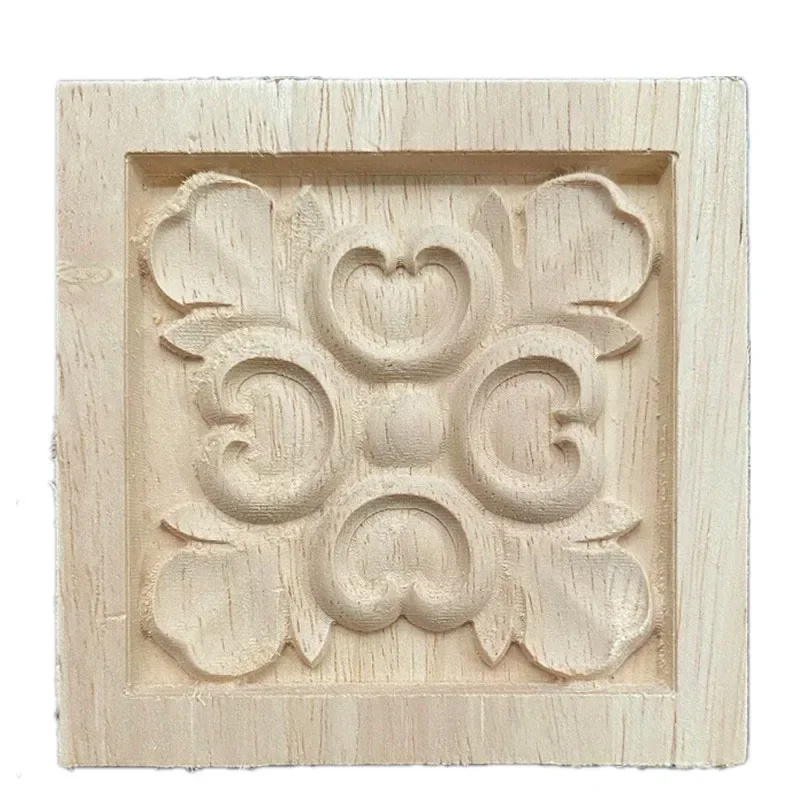 8cm Wooden Carved Corner Onlay Furniture Applique Mouldings Decal DIY Home Decor Decorate Board Cabinets Furiture