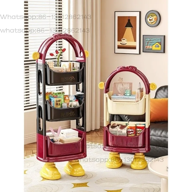 Storage rack Living room floor-to-ceiling multi-layer snack rack Home bedroom Bedside table Books Children's toy trolley