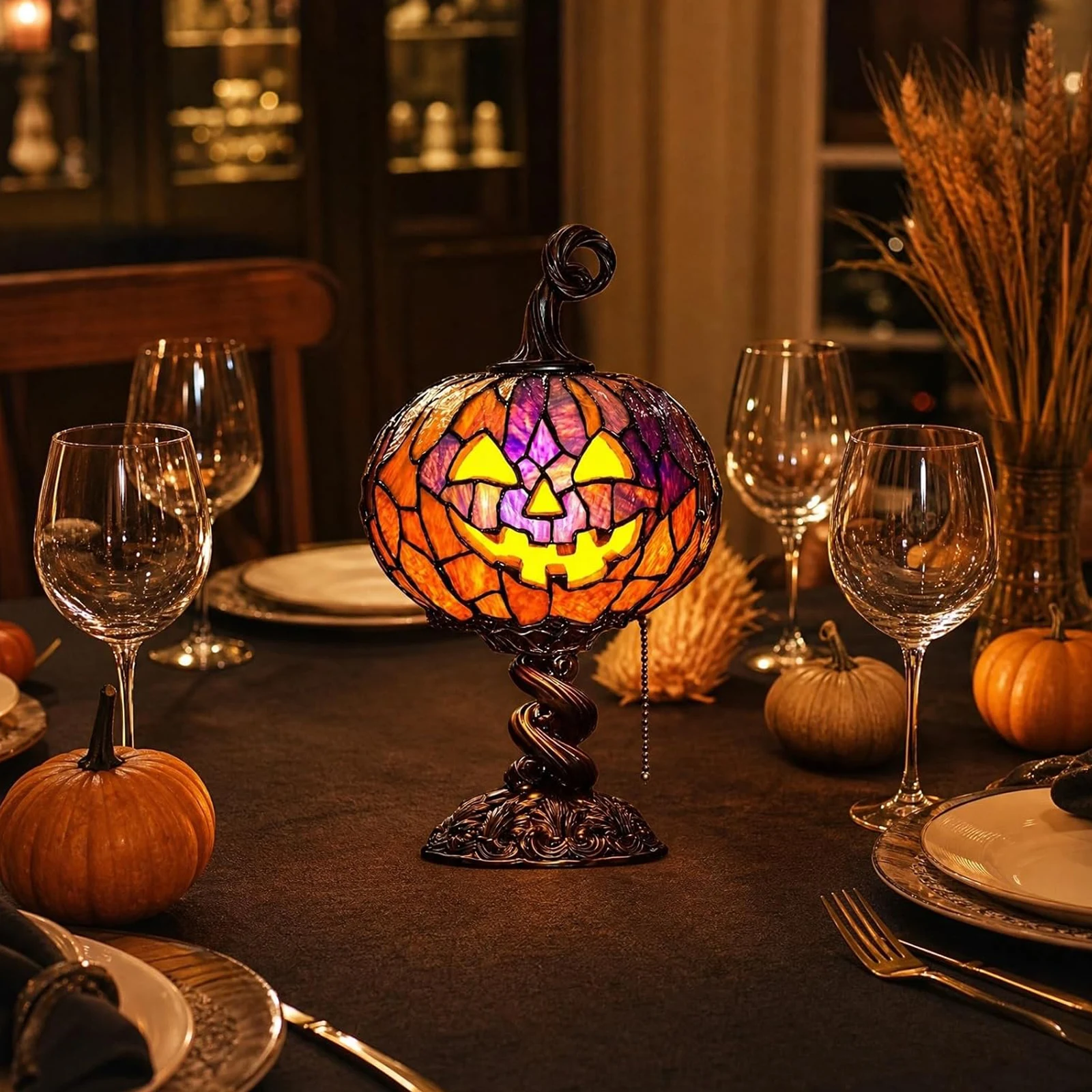 Gothic Witch Hat Pumpkin Table Lamp USB Powered & Lightweight Decorative Lamp Warm Enchanting Glow & Versatile for Bedroom Decor
