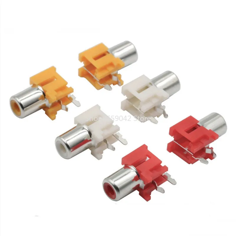 5Pcs/lot RCA Socket 2-pin AV Same Core Socket PCB Welded Audio and Video Lotus Base Av-8.4-5 Red/White/Yellow