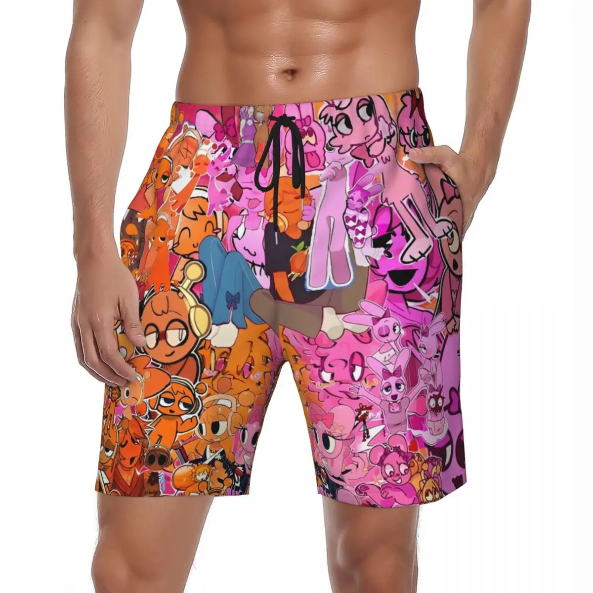 

Sprunki Incredibox Game Gym Shorts Летние повседневные пляжные шорты Мужские быстросохнущие плавки для серфинга с графическим рисунком