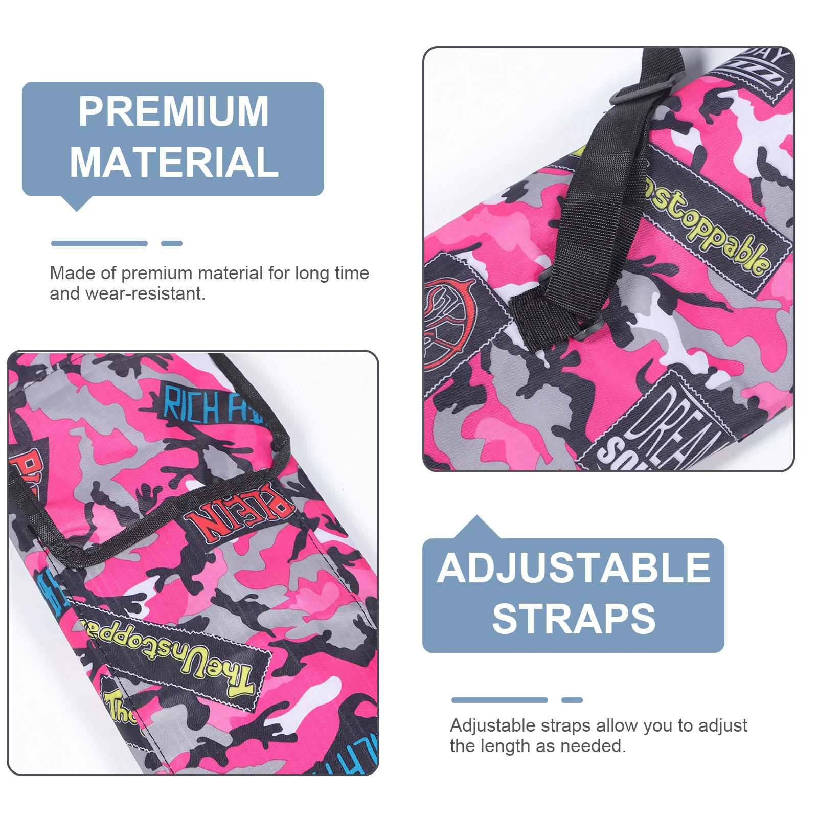 Description Picture 4 of itemFishing Rod Bags Fishing Pole Holders Oxford Cloth Portable Fishing Bag Pink Fish Rod Storage Bag Fishing Pole Case Bag Women