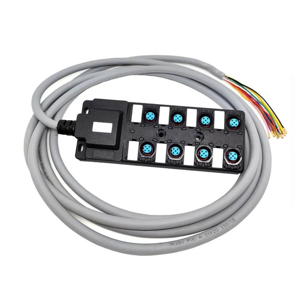 Sensor Distribution Juction Boxes M12 NPN Dual Channel PUR 8 Port 3 M Cable Compact Distribute Distribution Junction Box
