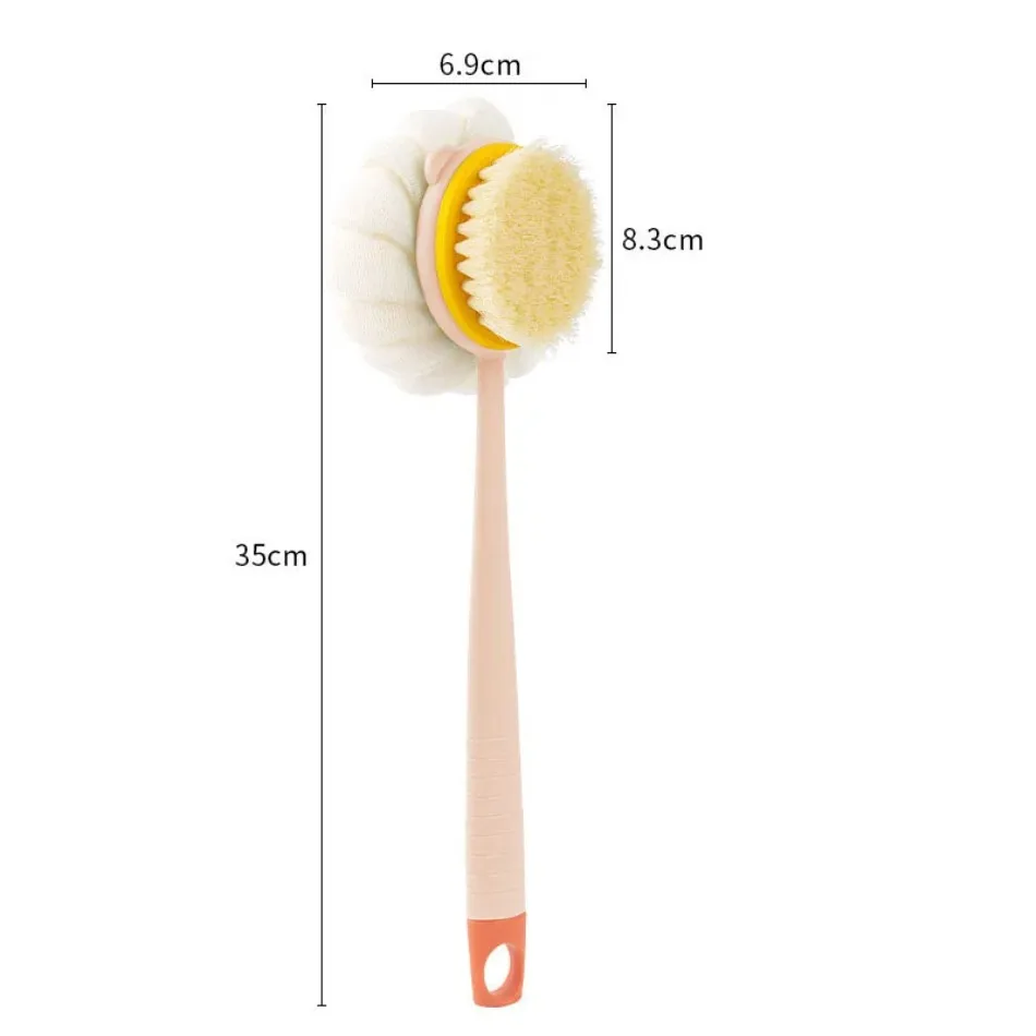 Luffa-Rückenbürste mit langem Griff, Dusch-Körperbürste mit weichem Netzschwamm für Damen, zur Hautpeeling-Badewanne, Massage-Badeschwamm – Detail 6