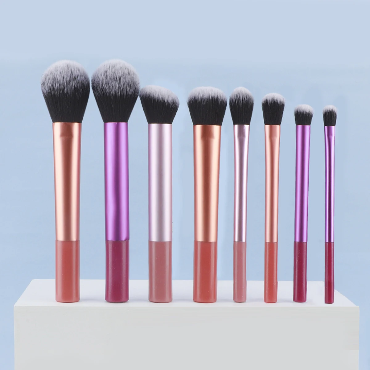 Kit de pinceaux de maquillage, 8 pièces, poils synthétiques doux, pinceaux de maquillage pour fond de teint, fard à joues, fard à paupières, outils cosmétiques