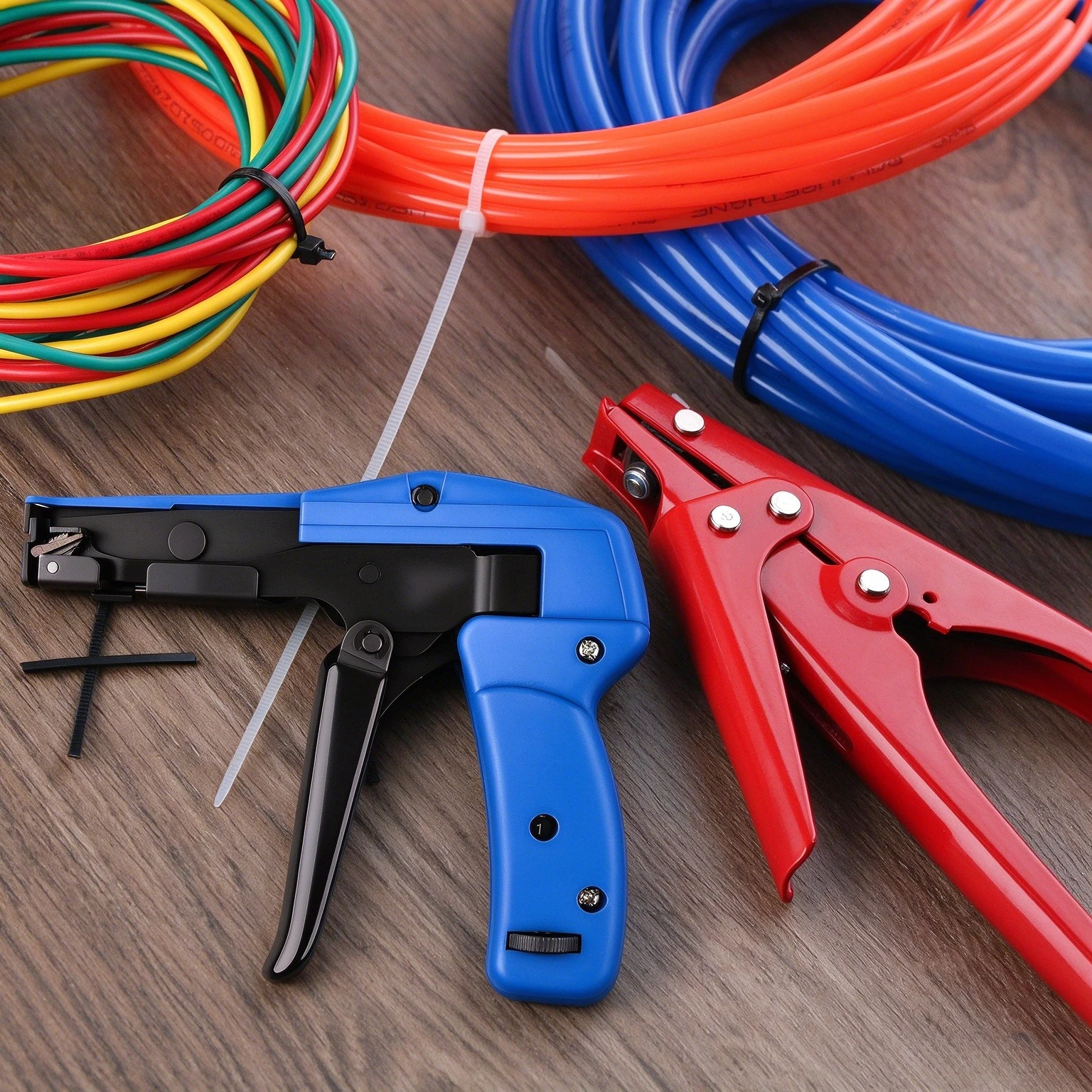 Cable Tie Gun Fastening Cutting Pliers For Nylon Tie Hand Tools Off Width 2.4 To 4.8MM Automatic Tension High Quality Heavy Duty