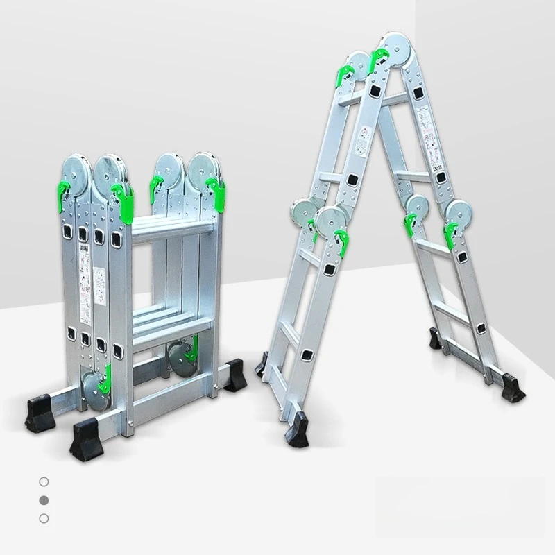 

Household four-fold telescopic straight ladder, bilateral straight joint ladder