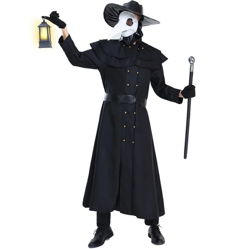 

loween Costume Medieval St Punk Doctor Large Size Crow Beaked Outfit Cosplay Clothing Stage Performance Traditional Hanfu