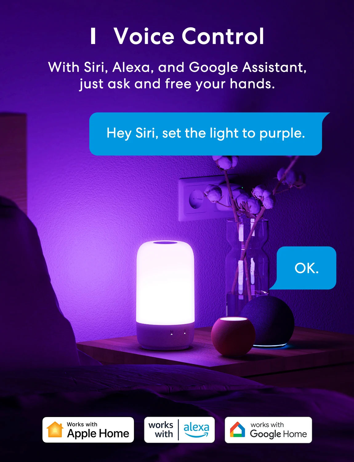 Meross Homekit 13 Color Changing Night Light RGB Remote/Touch Control  Portable Table Bedside Lamps  Night Lamp