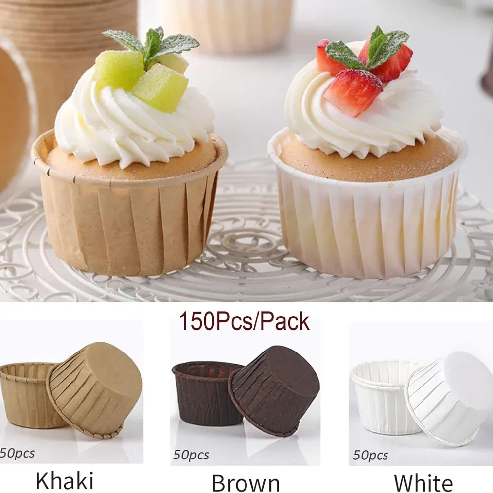 50pcs Cupcake Cases Muffin Souffle Cake Baking Cups Paper Muffins Mould Decorating Cases for Weddings Birthdays Christmas