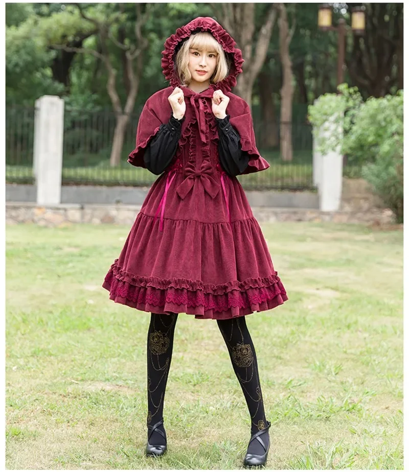 

Palace lolita shawl cloak vintage lace batwing sleeve hooded victorian coat Women gothic lolita overcoat princess 2025 Hot Sale