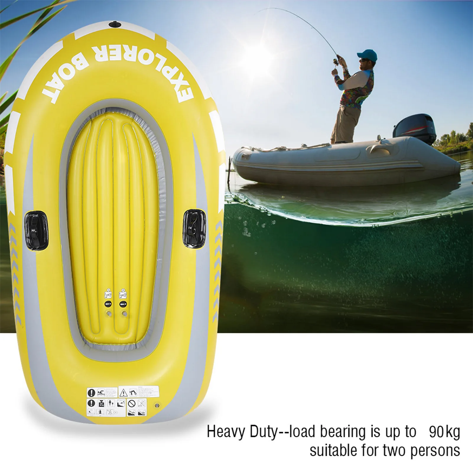 

ZK20 PVC Inflatable Kayak Canoe 2 Person Rowing Air Boat Fishing Drifting Diving