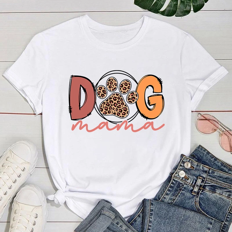 Mother's Day T shirt Fashion Dog Mama Print T-Shirt Girl T Shirt Soft Print Top Tee Clothing Casual O-Neck Short Sleeve