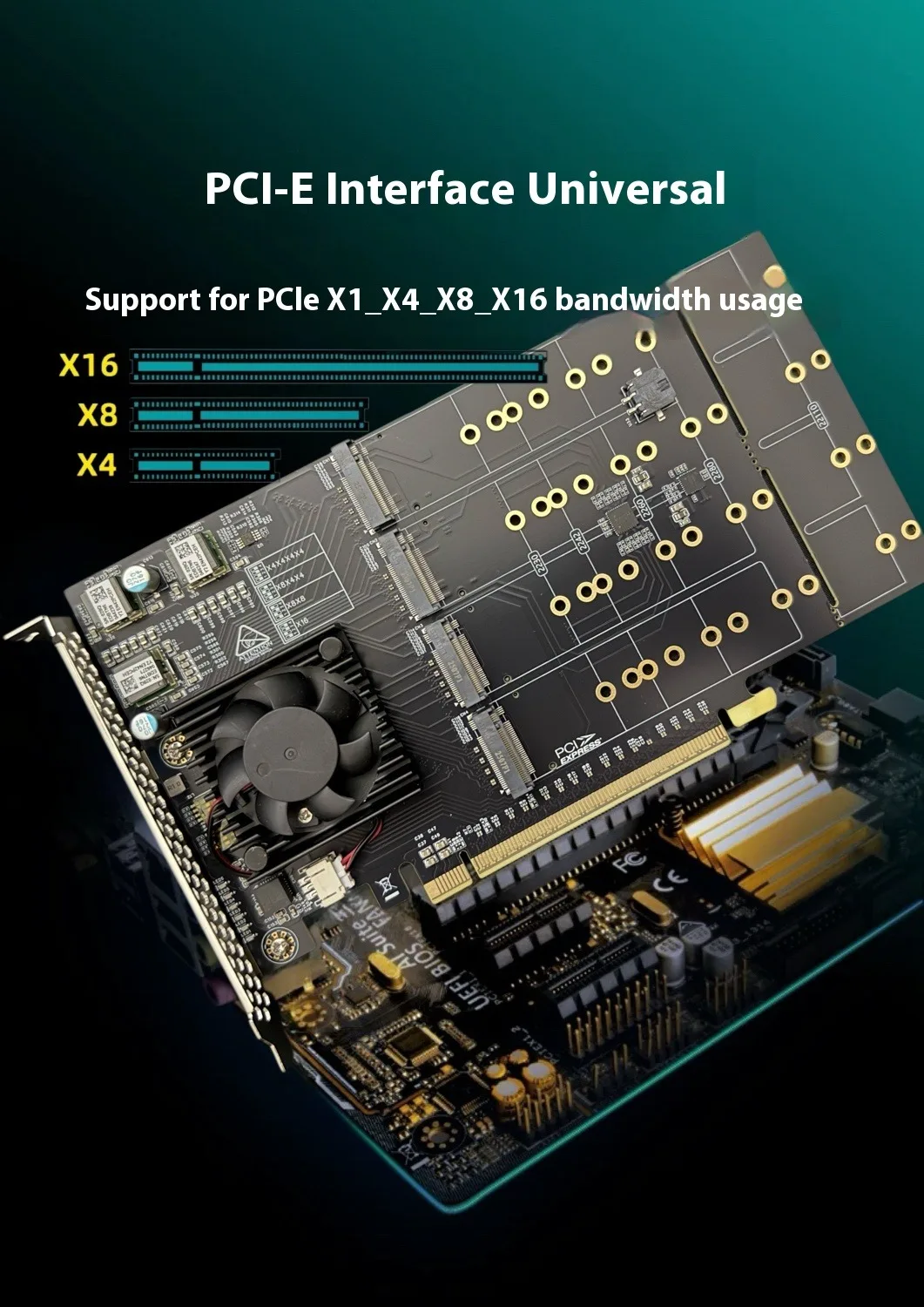 PLX8749 free drive, free main board split 8 disc m.2 full height, expansion card