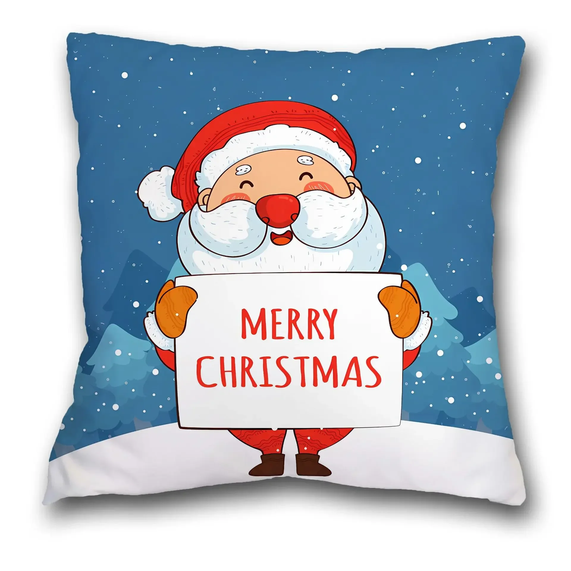 Christmas Pillow Sofa Cushion Santa Claus Home  Cover Cross-border Printed