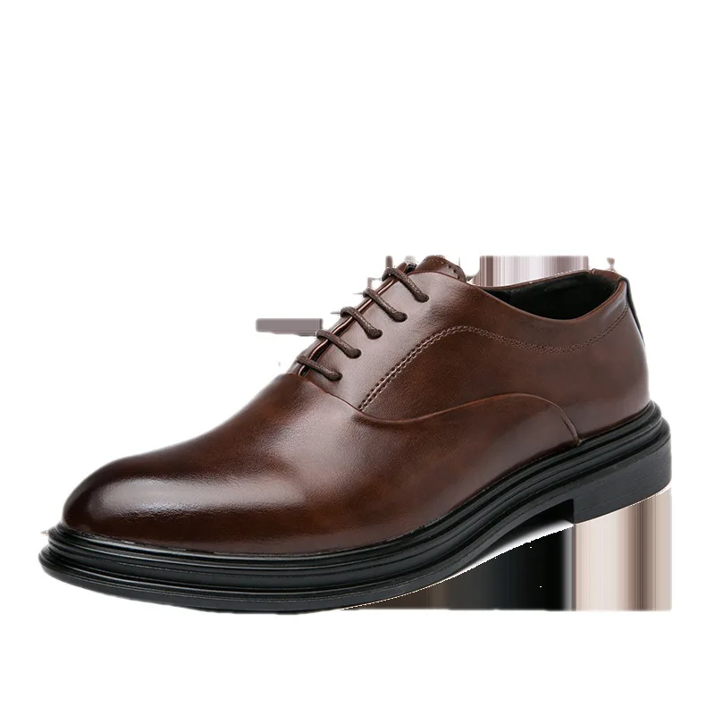Leather Shoes Men Business Formal Autumn Men Shoes Low-top Solid Wedding Shoes Color Fashion Oxford Pointed Office Shoes
