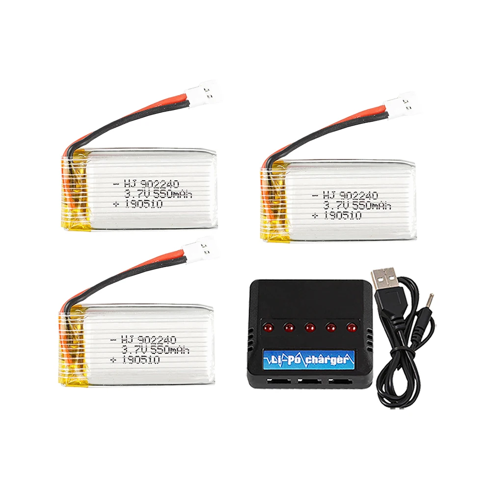 5 IN 1 3.7V 550mAh Lipo Battery With Charger For JXD 523 523W H43WH UFO Helicopters RC Quadcopter Spare Parts 2-5pcs Battery Set