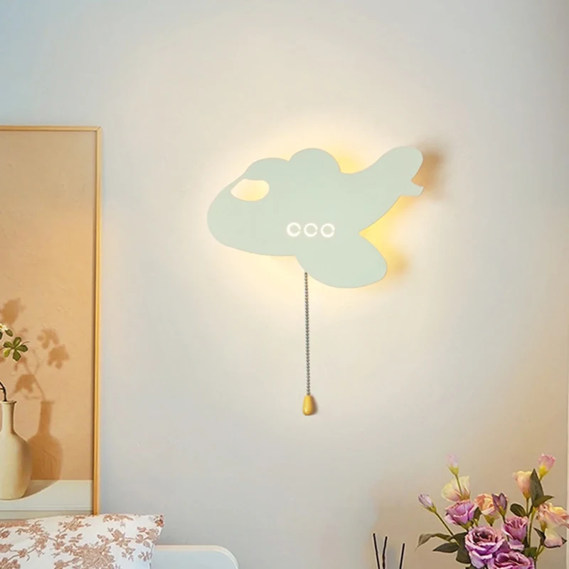 

Battery Operated Wireless Wall Lamps Metal Wall Sconces ON/OFF Switch Kids Bedroom Bedside Wall Light Baby Boy Girl Children's