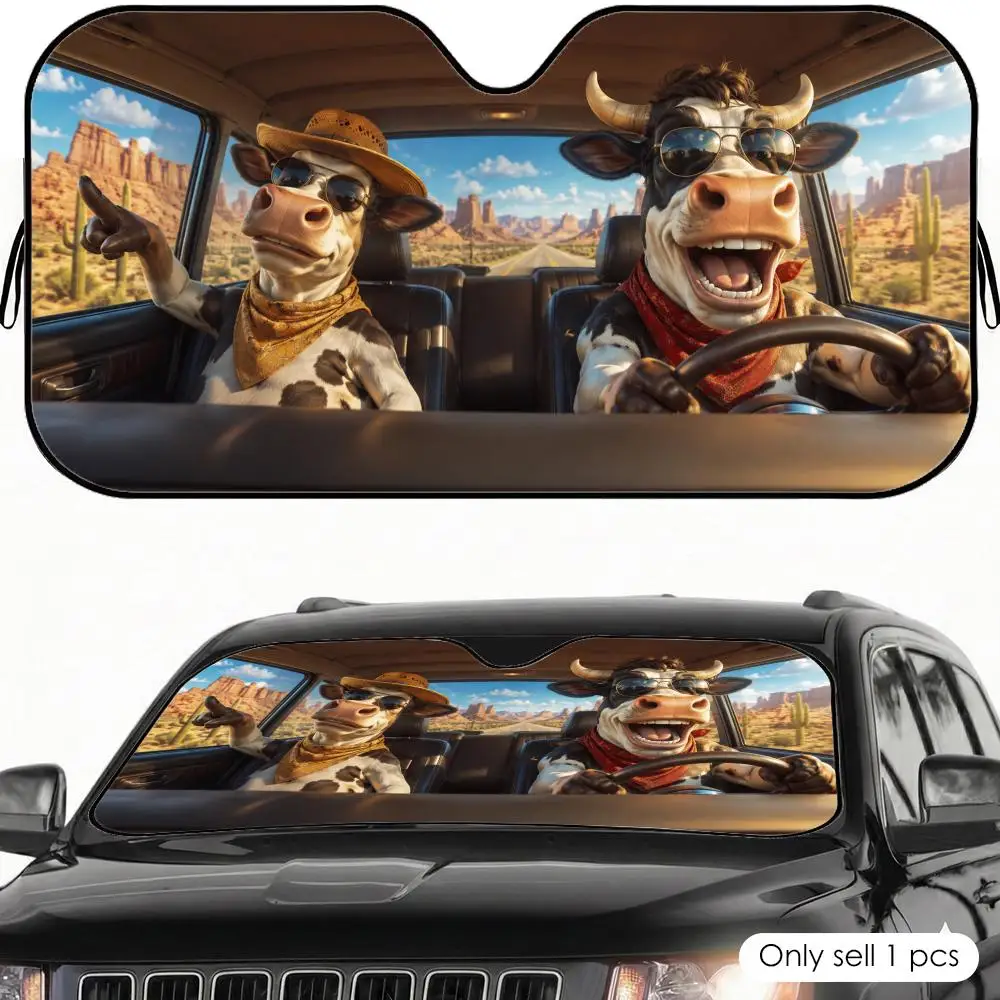 Moo Highway Crew Sun Visor Car Sun Shade Front Windshield Coverings Blocker Auto Protector Window Visor Screen Cover