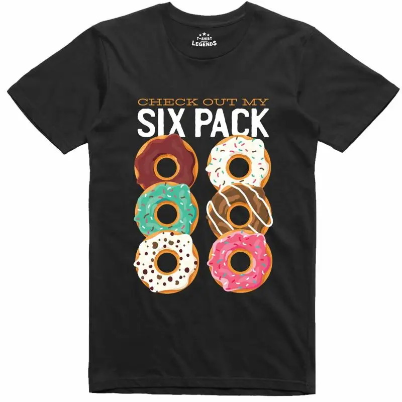 Мужская забавная новинка, футболка с пончиком, 6-пак., хлопковая футболка с кольцом, предварительно усаженная футболка