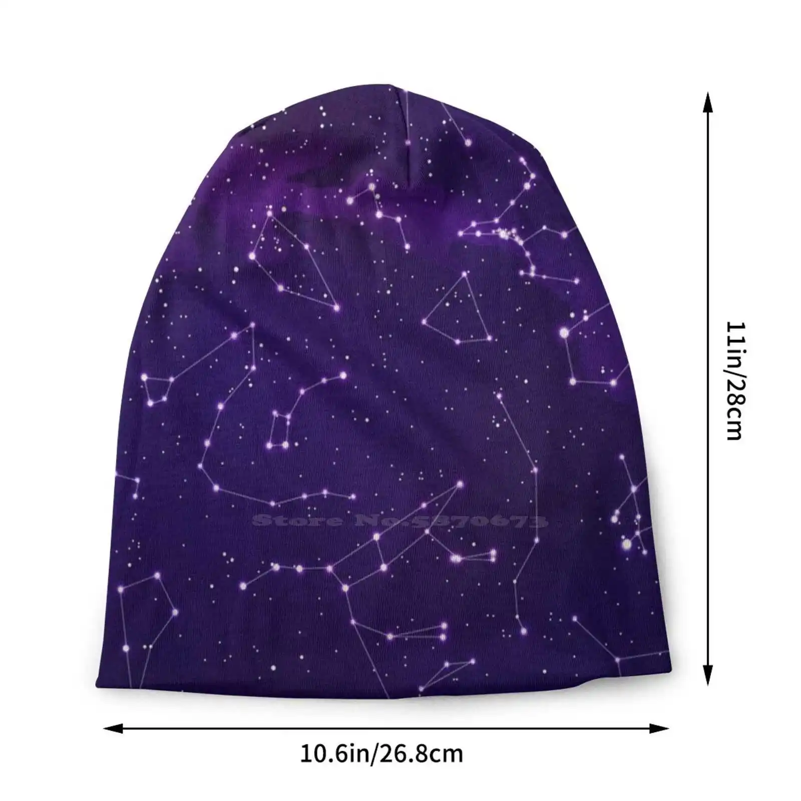 Star Field Knitted Hat Warm Beanie Outdoor Caps Stars Galaxy Astronomy Space Purple Sky Nebula Universe Astrology Zodiac