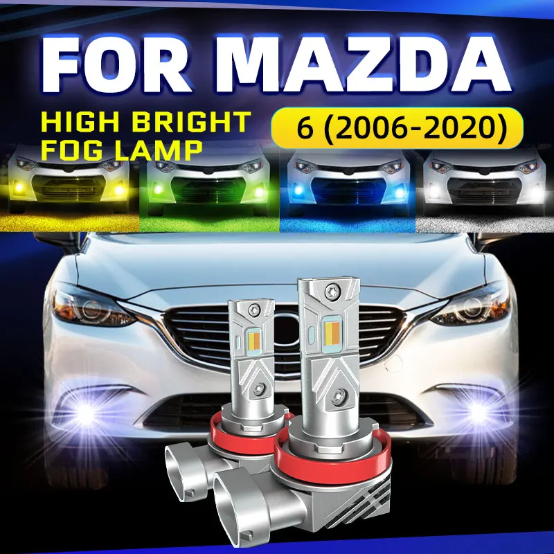 2pcs Car LED Front Fog Light Bulbs Dual Colors Switchback For Mazda 6 GH GJ GL 2007 2008 2009 2012 2013 2015 2016 2018 2019 2020