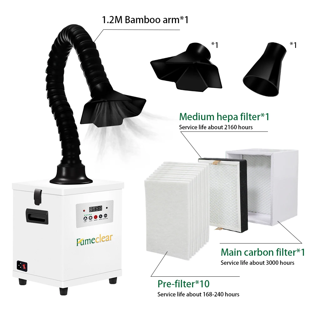 Smoke 150 watts portable smoke extractor high efficiency air filter bamboo cover welding station smoke extractor absorbs odor