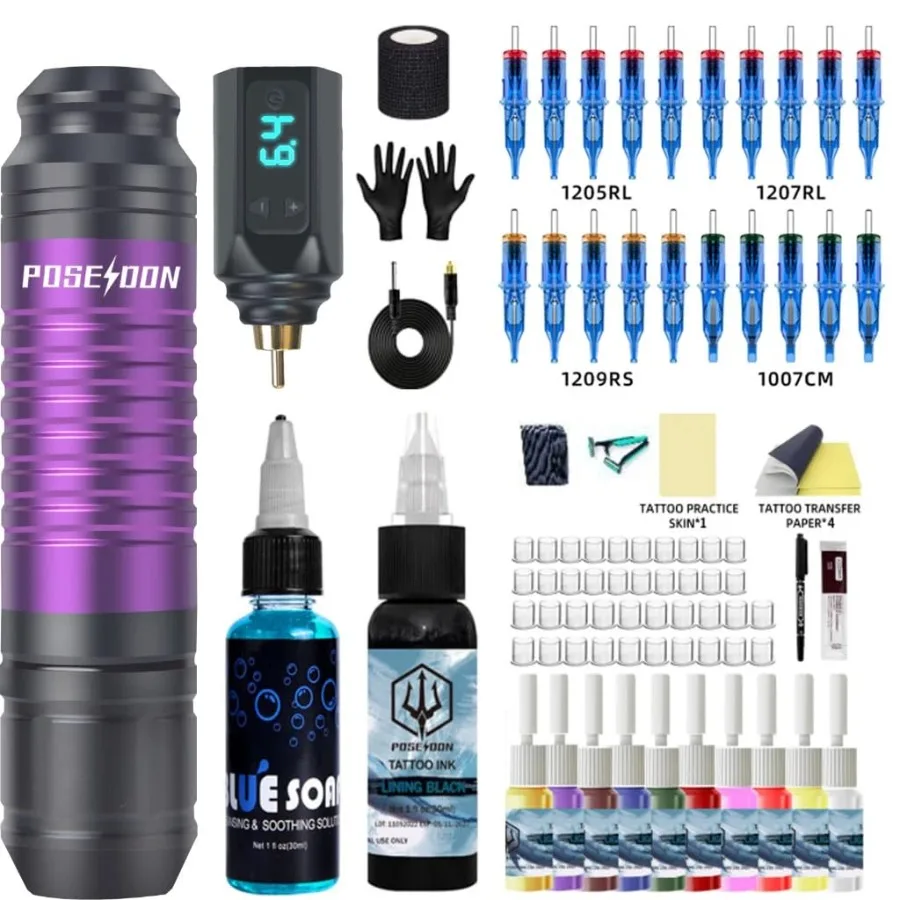 

Professional Wireless Tattoo Machine Pen Kit for Permanent Makeup Stainless Steel Body Black Design High Precision and Comforta