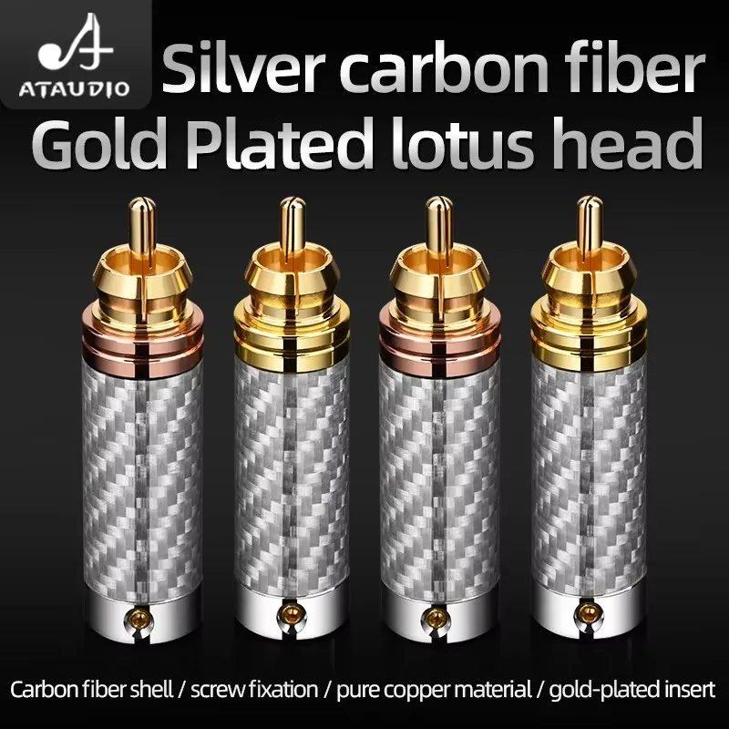 

4 шт. RCA-разъемы ATAUDIO HiFi, высококачественные, с покрытием из углеродного волокна и позолотой, для аудиокабелей DIY