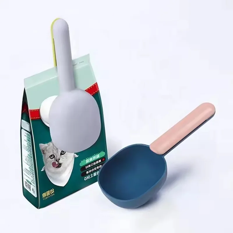 2 In 1 Multi-Functional Pet Food Spoon Dog Cat Food Scoop Pet Food Bag Clip For Dry Wet Pet Food Puppy Feed Tool Measuring Spoon