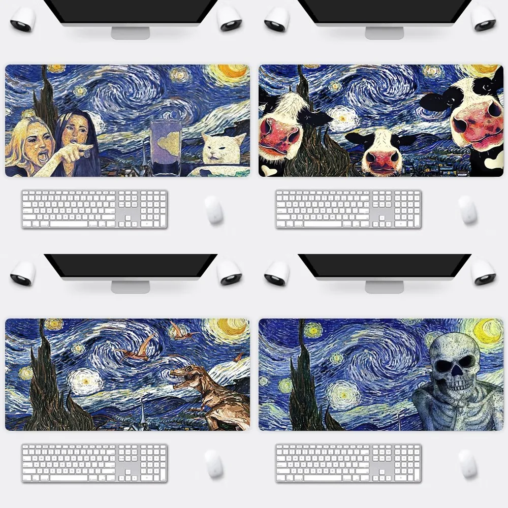 

Funny Zoo Van Gogh The Starry Night B Mousepad Office Large Small Mouse PC Computer Game Keyboard Rubber Anti-Slip Mice Mat Big