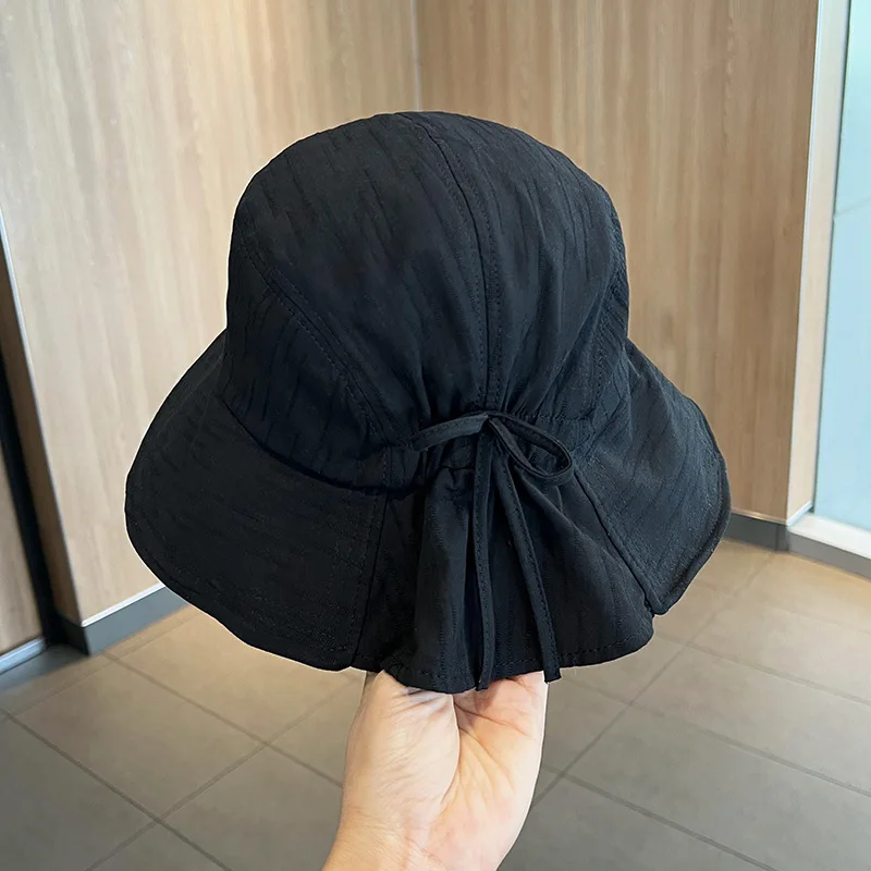 

Korean Style Bucket Hat Women - Lightweight Large Size Sun Protection with Bow for Summer Travel Daily