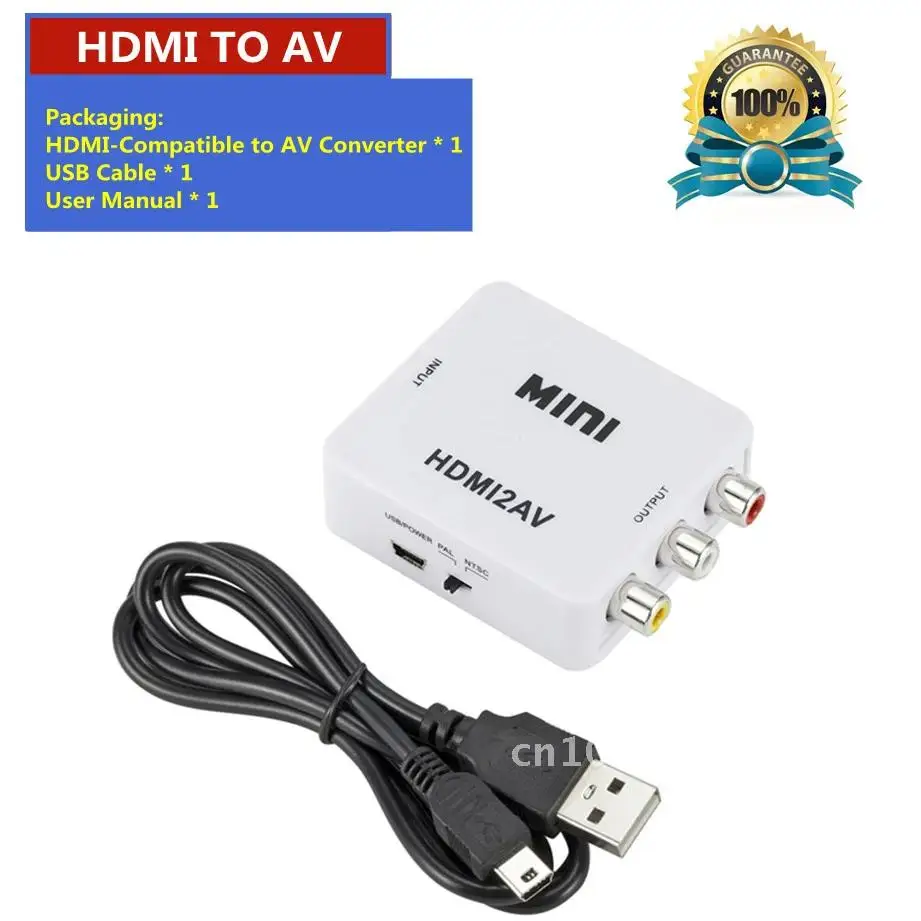 Converter HDMI-compatible HD to RCA AV/CVSB L/R Video Box 1080P 1920*1080 60Hz HDMI2AV Support NTSC PAL Output HDMIToAV