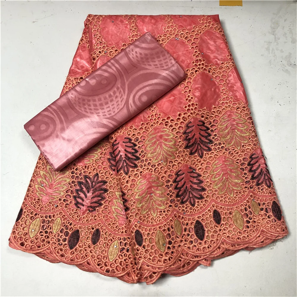 100% Cotton Bazin Riche Brocade Lace Fabric with Stones 2.5+2.5yards African Bazin Brode Lace Fabric for Women Dress