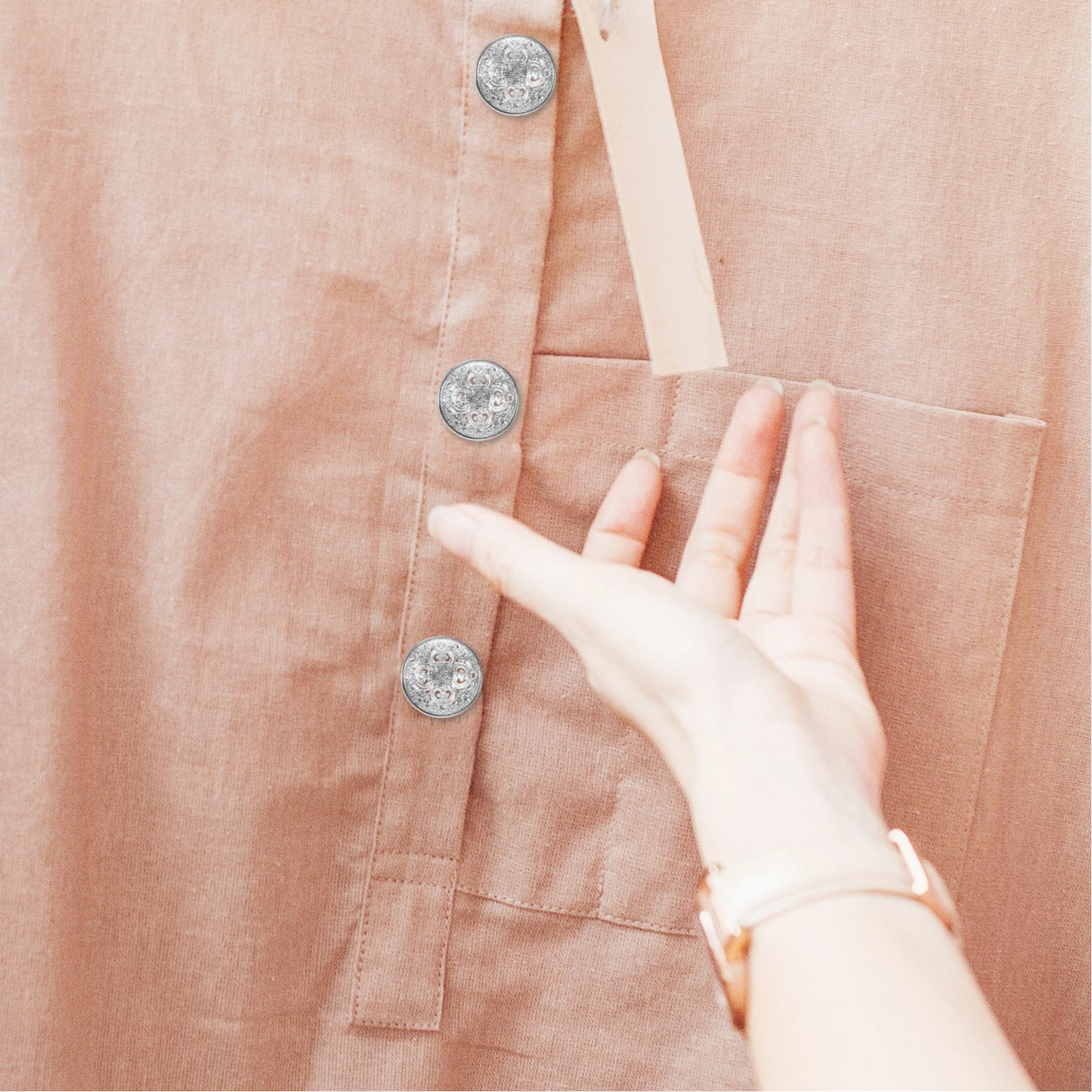 

30Pcs 23mm High-Quality Metal Buttons for Clothes Fine Workmanship Hollow-Out Design DIY Sewing Decor Use Silver