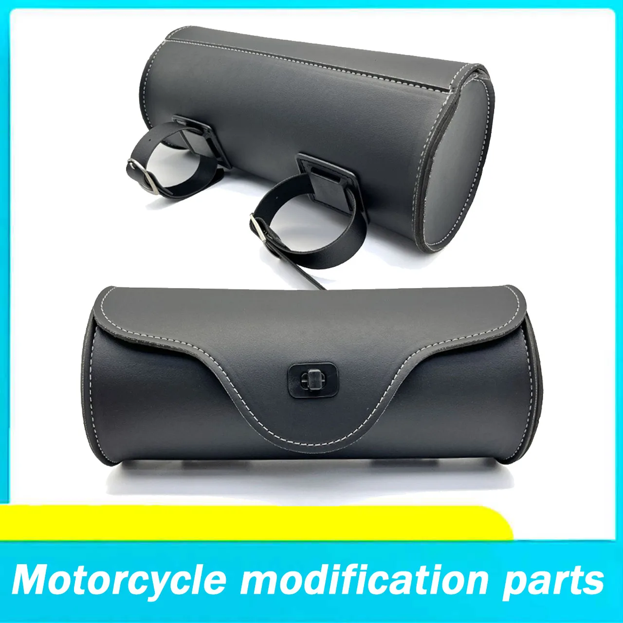 1PC Motorcycle Waterproof Motorcycle Retro Universal Roller Bag PU Leather Fork Bag Detachable Shoulder Strap Handle Storage