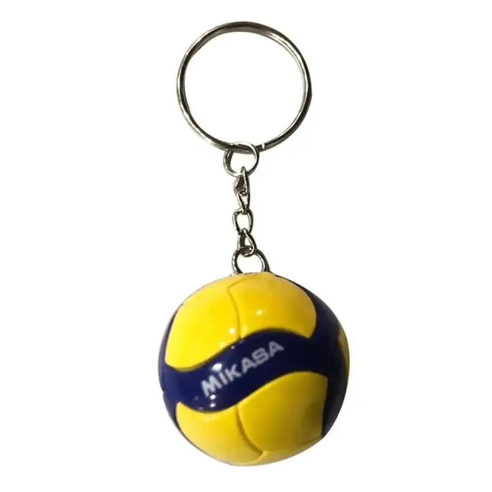 Mini Ball Key Chain Creative Cartoon Beach Ball Pendant Keychain PVC Volleyball Souvenir Sports Keychain