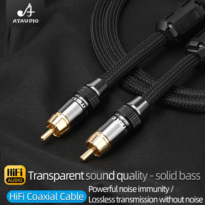 ATAUDIO HiFi RCA Coaxial Cable Professional Stereo Audio Cable Hi-end 6N OFC RCA Male to Male Connector for Amplifier Speaker CD