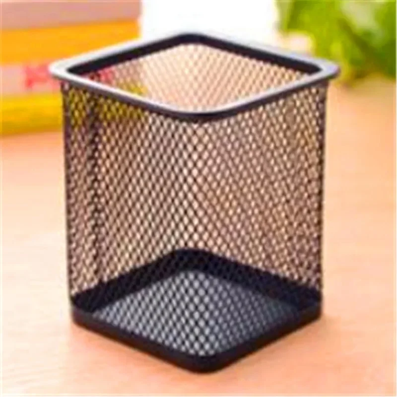 New Pencil Holder Office Desk Metal Mesh Square Pen Pot Cup Case Container Organiser Durable Pencil Case
