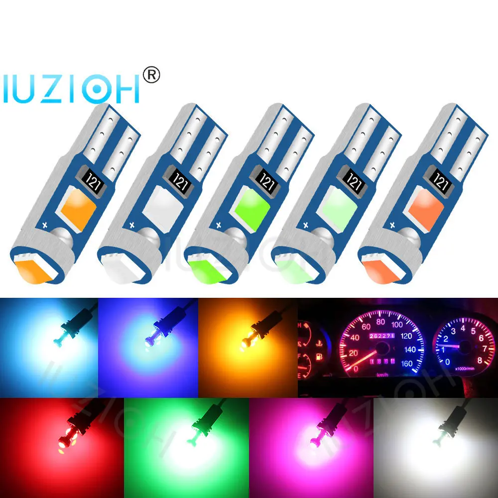 

IUZIOH 8PCS 73 74 Led T5 Meter Bulb 2721 3SMD 3030 W3W Instrument Dashboard Plate Panel Indicator Signal Lamp Car Warning Light