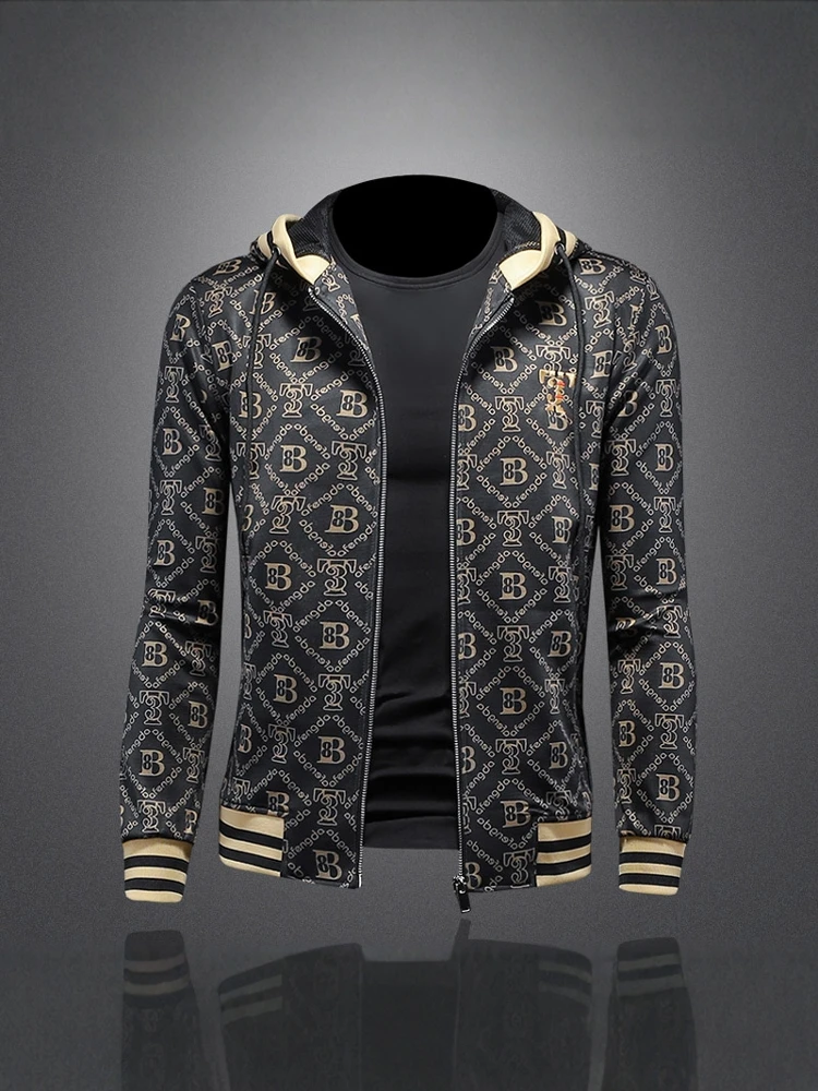 

Spring New Style Men's Embroidered Jacket Hoodie Slim Fit Large Size Trendy Printed Korean Version Casual Long Sleeve Shirt