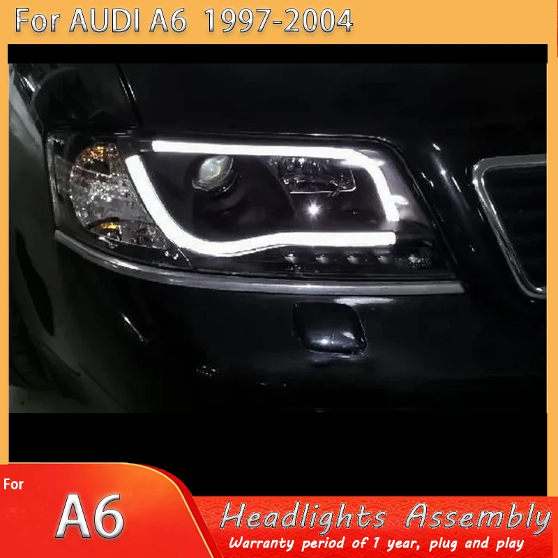 LED Headlight Assembly for Audi A6 Xenon Lamp LED 1997 1998 1999 2000 2001 2002 2003 2004 Turn Signal Daytime Running Light