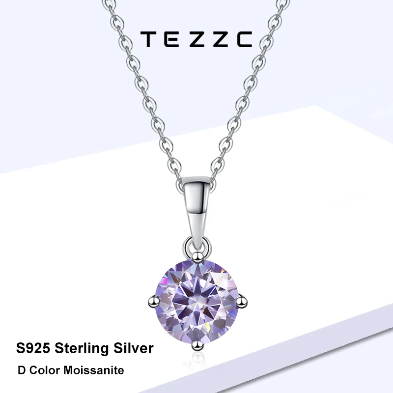 

Tezzc 0.5ct 1ct D Color Moissanite Necklace Round Brilliant Cutting with 18K Gold Plated 925 Sterling Silver Necklaces Wholesale