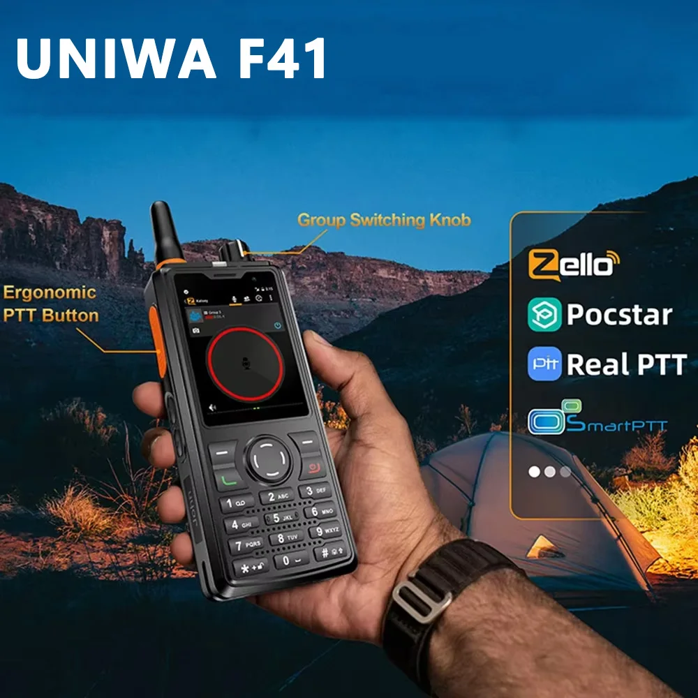

НОВЫЙ смартфон UNIWA F41 2,4 дюйма Zello Walkie Talkie 4G, Android 8,1, водонепроницаемый мобильный телефон PTT, 4600 мАч, NFC