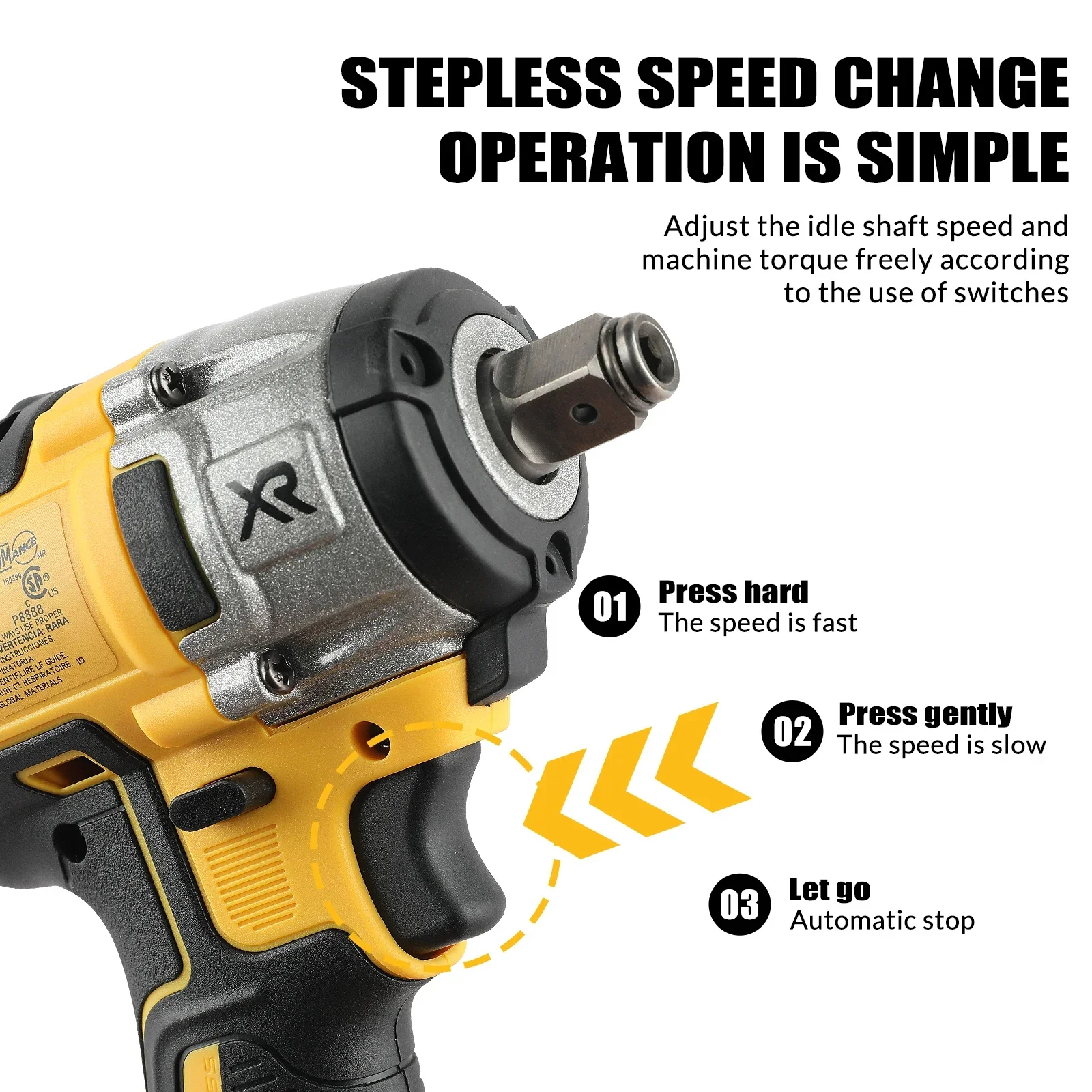 مفتاح ربط لاسلكي Dewalt DCF880 20 فولت - 2300 دورة في الدقيقة، قبضة مريحة، للتحكم الفائق في الخرسانة والمعادن والخشب