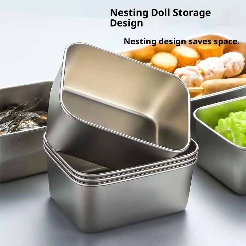 

Food-Grade Stainless Steel Square Box Small Lunch Box with Lid Freshness Preservation Container for Meal Preparation