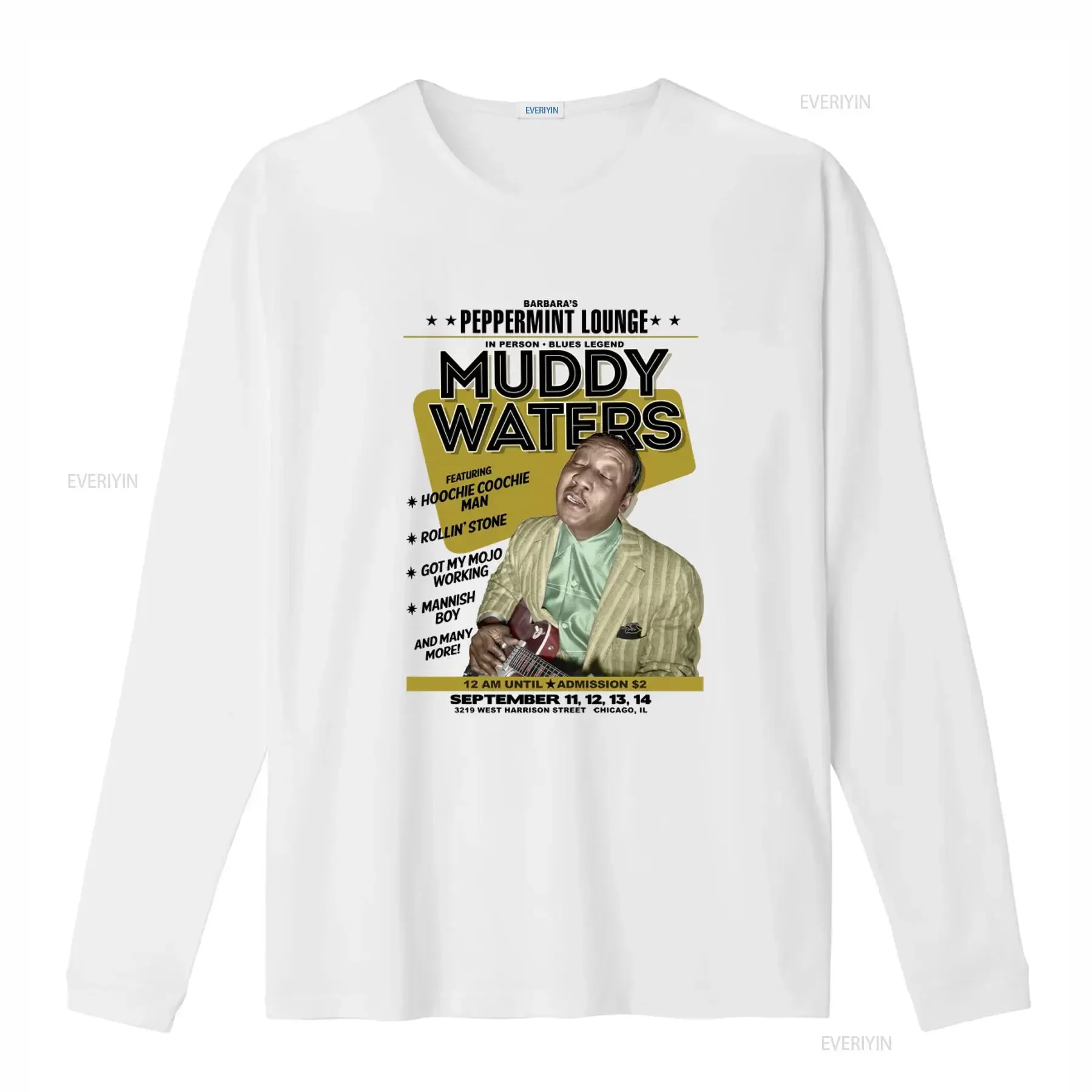 Muddy Waters T Shirt Peppermint Lounge Show Poster Blues Legend Design Official Mens vintage Washed Slightly graphic streetwear